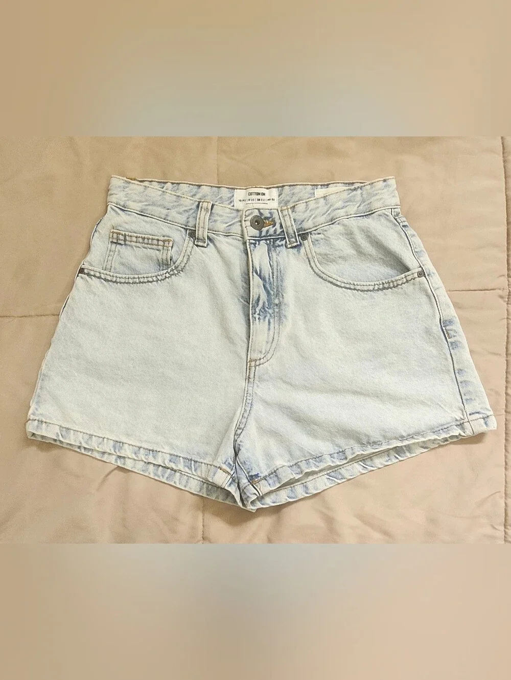 Cotton On Faded Light Blue High-Rise Denim Shorts